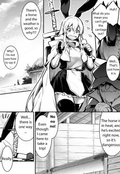 Adventure-chan helps the lustful horse cum so he'll carry her away