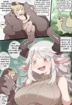 A vore cartoon about being swallowed whole by a confused fellow giant girl